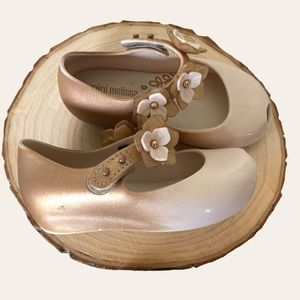 Mini Melissa Girls 6 Mini UltraGirl Floral Ivory Gold Ombre Maryjanes Dress Shoe